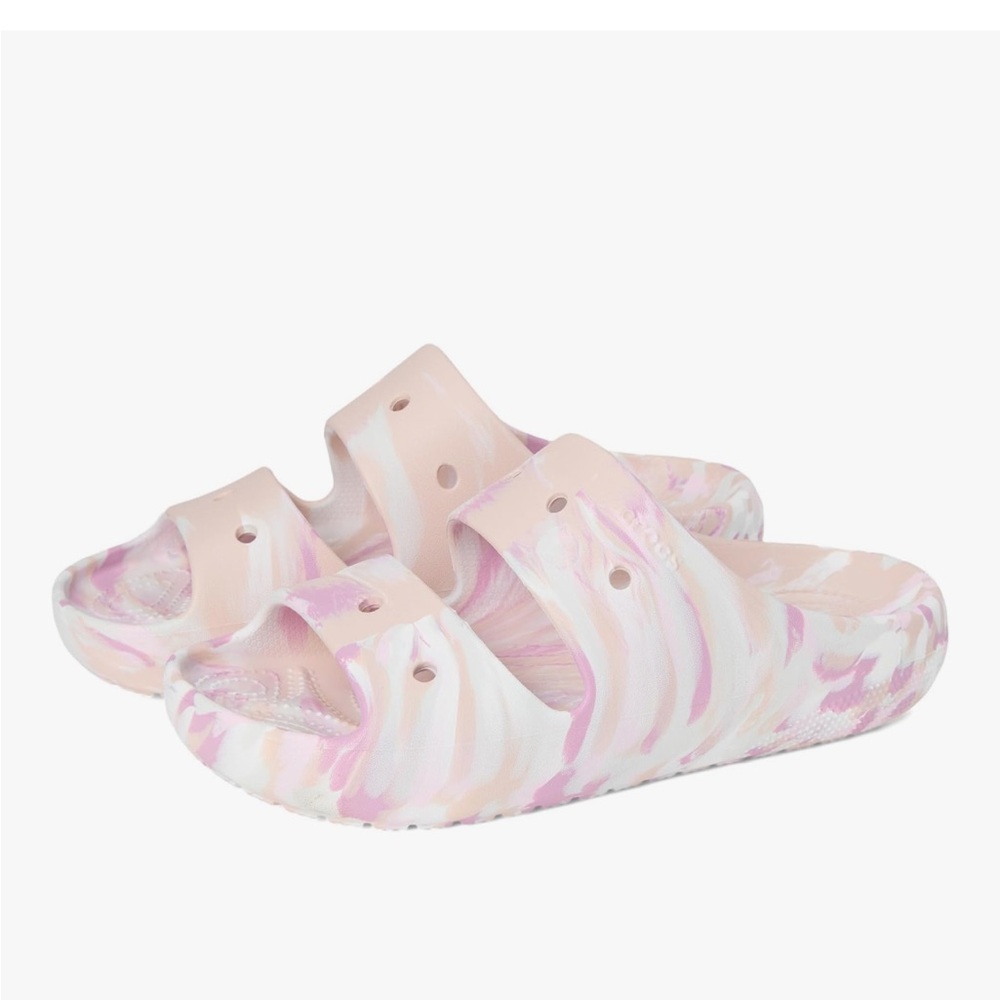 CROCS Unisex Adult Pink Marbled Slide Sandals